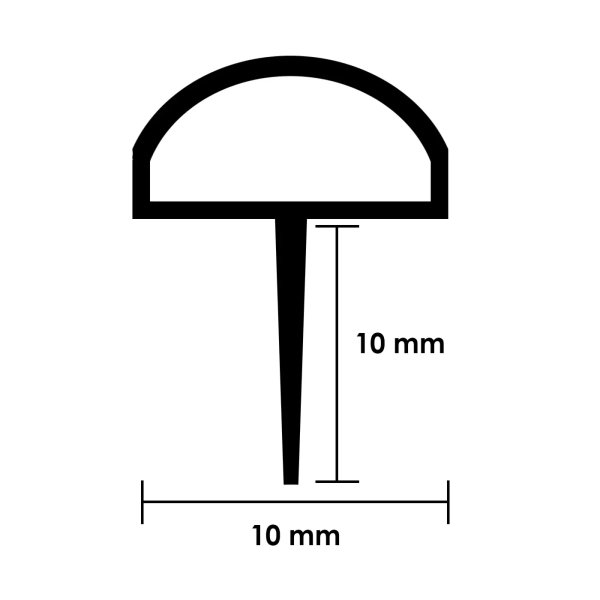schuifdeur tochtrubber 10 mm.